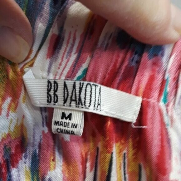 BB Dakota Womens Hi Low Strapless Dress Size Medium Multi Abstract Artsy BOHO - Picture 2 of 7